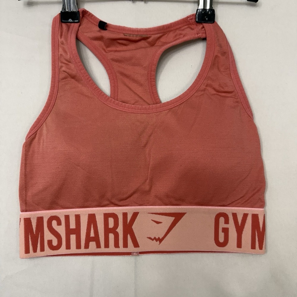 Gymshark Sports Bra Womens XS/S Coral Pink Logo Band Racerback Athletic